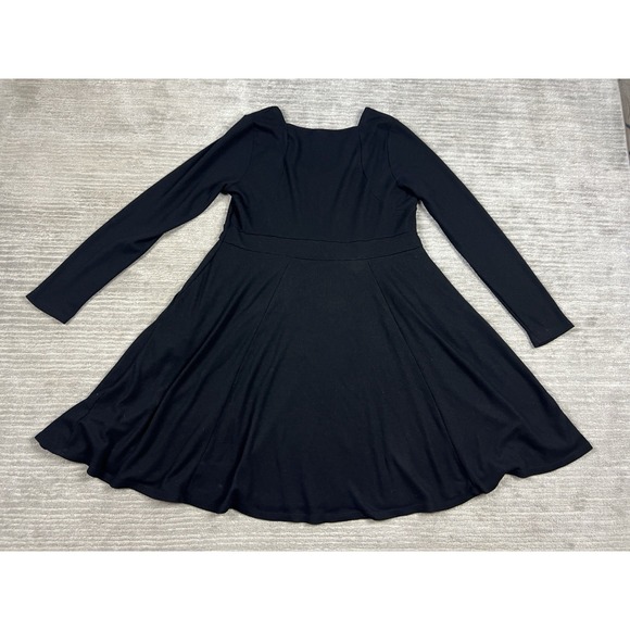 Torrid Dress Womens 00 Black Long Sleeve Mini Waffle Knit Polyester Blend Pocket - Picture 8 of 14